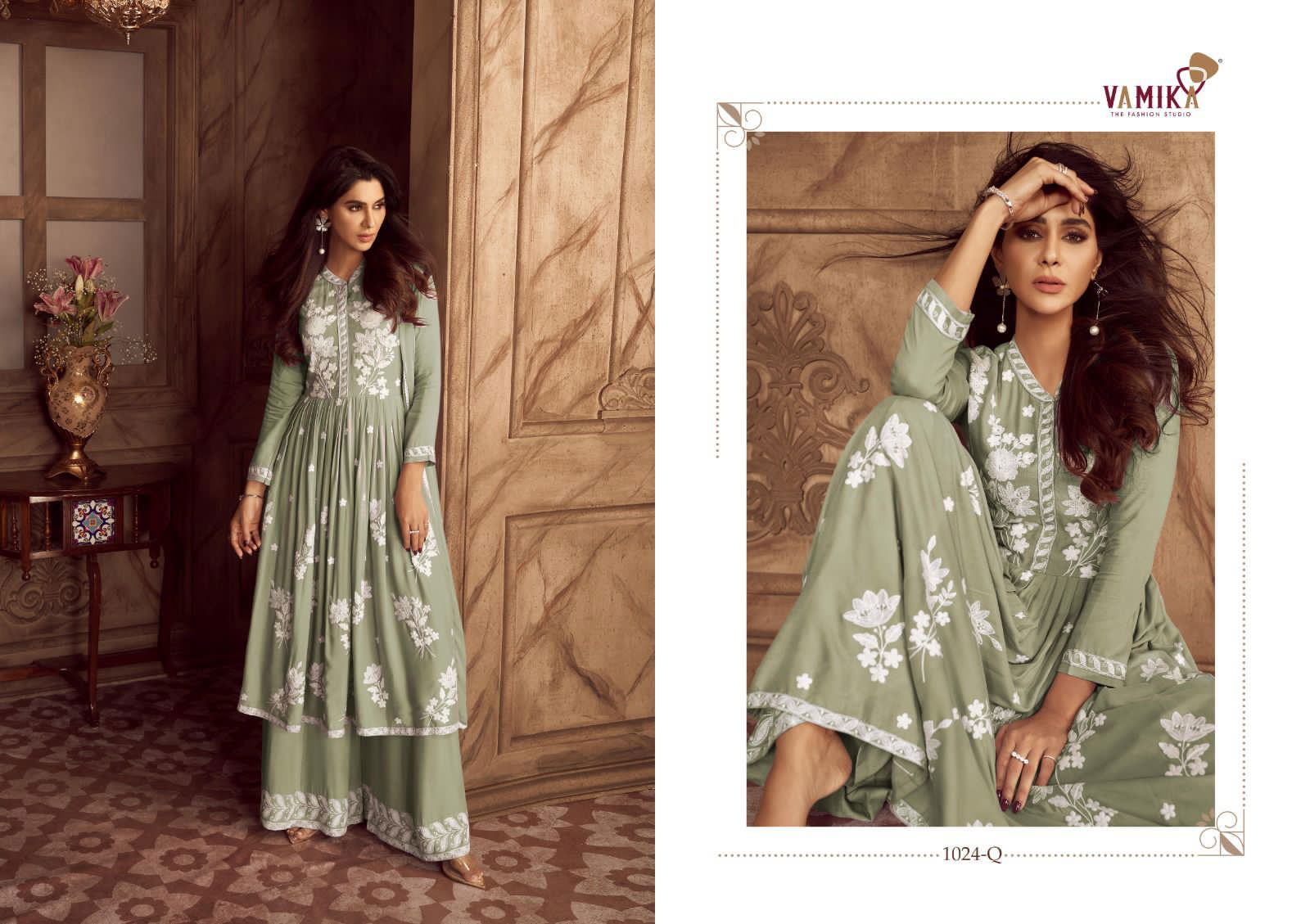 Lakhnawi Vol 4 Diamonds By Vamika Kurti Palazzo With Dupatta Wholesalers In Delhi
